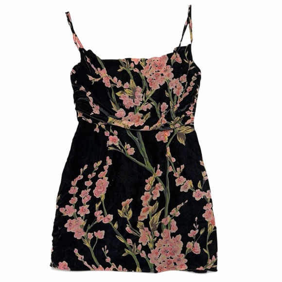 superdown Lena Cowl Mini Dress Black Floral - Small - Picture 2 of 14